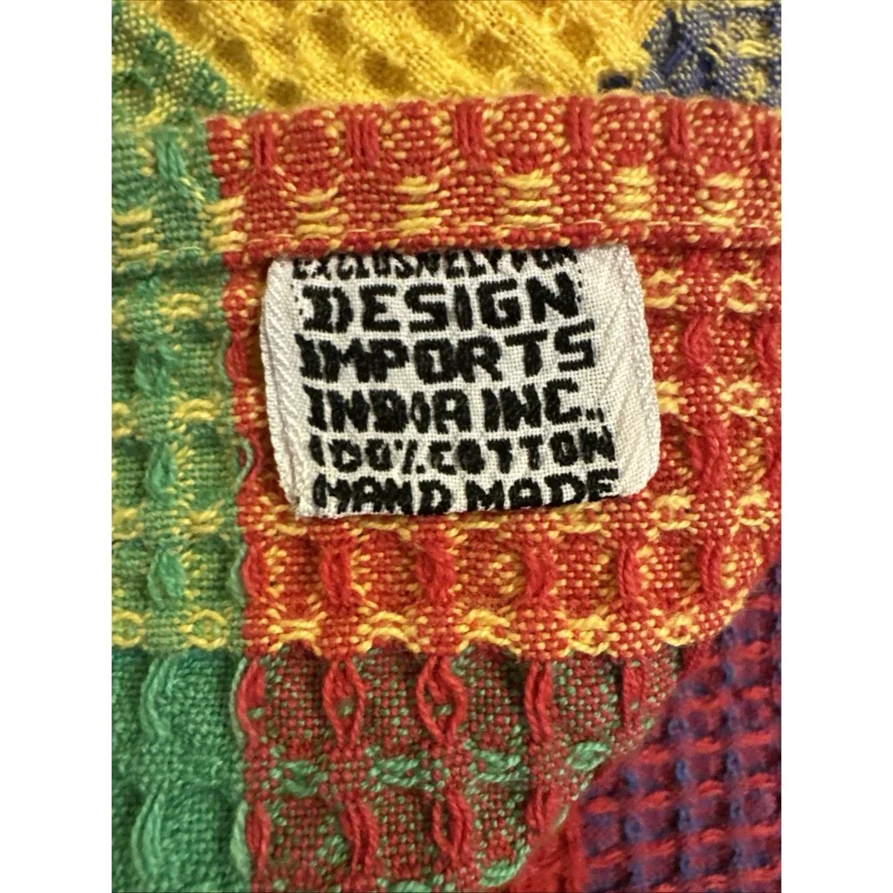1989 Vintage/‎ Retro Waffle Weave Square Table Cloth 100% Cotton Handmade